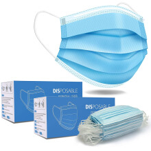Fusion Vibes 100 pks Disposable Face Mask Protective 3-Ply Breathable Comfortable Nose/Mouth Coverings for Home & Office Elastic Ear Loop 3-Layer Saf