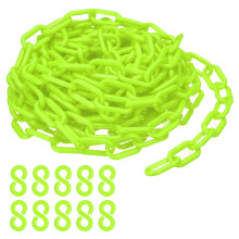 PATIKIL Plastic Chain,25 FEET Safety Barrier Chain for Crowd Control, 1/4inch(6mm) Green Plastic Chains Links for Queue Lines, Parking, Fences, Gate,
