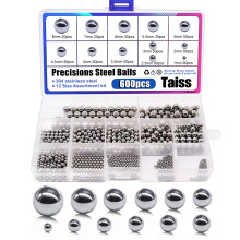 Taiss 600pcs Ball Bearings,12 Size 1mm/2mm/2.5mm/3mm/3.5mm/4mm/4.5mm/5mm/5.5mm/6mm/7mm/8mm Stainless Steel Precision Steel Balls 1-8mm Metric Bicycle