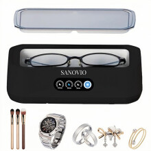 Ultrasonic Jewelry Cleaner with 360 Deep Cleaning, Touch Control, 3 Modes for Glasses, Watches, Dentures, Brushes Black
