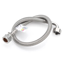 Home Range WRAS Approved 500mm1/2 x 15mm Compression Fitting 90 Elbow Flexible Pipe Connector, Stainless Steel Braided Hose Flexi for Boilers, Plumb