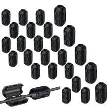 VEPEPE 25 PCS Ferrite Core Ring Black, Anti-interference Ferrite Beads 3.5mm 5mm 7mm, High-frequency Choke Filter Clip for USB, Audio, and Video Cabl
