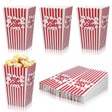 Nogeqi 20 PCS Paper Popcorn Boxes 4.49 X 2.80 X 2.01inch Popcorn Bags Classic Red & White Striped Small Cardboard Pop Corn Boxes Candy Snacks Contain