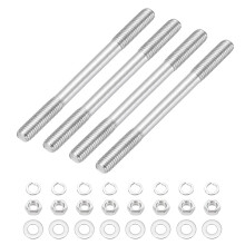 sourcing map 4Set M8x100mm Double Ended Stud Screws, 304 Stainless Steel Dual Threaded Rod Bar Bolts Studs with Nut Washer for House Maintenance Stru