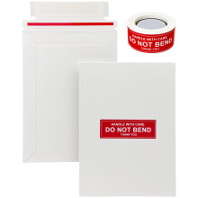 Neehows 100 Pack A6/C6 127x175mm Rigid Mailers Cardboard Envelopes, 400GSM 5x6.9" Photo CD Mailers with DO NOT Bend Labels, Small Stay Flat Self Seal
