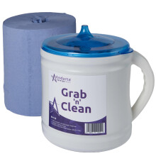 Andarta - Grab 'n' Clean Dispenser Kit - Includes Dispenser & x1 Blue Roll - Portable Wiper Roll Dispenser - Closed System Design with Single Sheet D