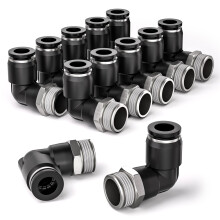 Bwintech 12 Pcs 6mm Tubing OD x 1/8" Male BSP Thread 90 Degree Elbow Push in Connect Pneumatic Fitting,PL6-01 Quick Release Air Line Adapter