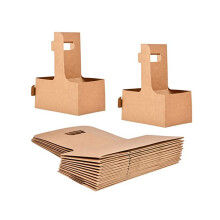 KVMORZE 2-Cup Drink Carrier Handle, Kraft Paperboard Handled Drink Carriers 12-30 OZ to Go Coffee Cup Holder for Drinks, Takeout, Cafe and Restaurant