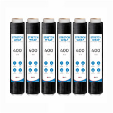 UK SUPPLIES LIMITED 6 Rolls Black Stretch Shrink Wrap (All Pack Sizes) 400mm x 250m x 23 Micron Strong Heavy Duty Packaging Cling Film Tear Resistant