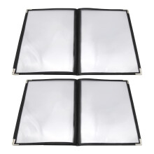Hoypeyfiy 2 Pack A4 Menu Covers, 6 Page 12 View Plastic Menu Book Cover Rectangle Restaurant Menu Covers Binder Clear Protective for Restaurant 320x2