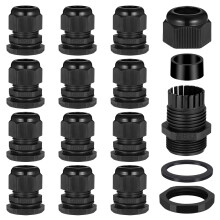 Zocipro 12Pcs M25 Cable Glands 25mm, IP68 Waterproof Nylon Cable Gland Suitable for 8mm-16mm Cables, Black Cable Grommet Cable Entry for Outdoor, Gar