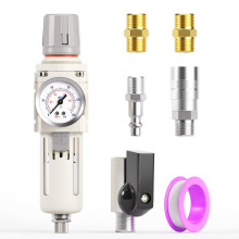 TAILONZ PNEUMATIC 3/8 Inch BSP Air Filter Pressure Regulator Combo Piggyback, Air Tool Compressor Filter with Gauge AW3000-03