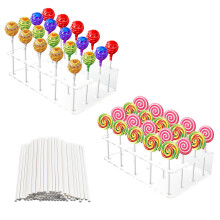 JRJRN 2 Pcs Cake Pop Holder Stand, 20 Holes Lollipop Holder, Clear Acrylic Cake Pop Stand Holder, Lollipop Holder Display Stand, Cake Pop Stand with