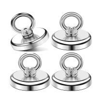 Fhintory Neodymium Fishing Magnets Strong Kit 143lb, 4 Pack Combination Tension Fishing Magnets Strong Heavy Duty 42mm, Extra Strong Magnet with Eye
