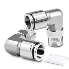 TAILONZ PNEUMATIC 304 Stainless Steel Elbow Male Thread 8 mm Conduit OD x 1/8 BSP Push-in Fittings PL8-01 (Pack of 2)