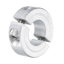 sourcing map Double Split Clamp-On Shaft Collar for 5/8" Shaft, Two-Piece Clamping Collar 1-5/16" OD, 7/16" Thickness, Aluminum Alloy Set Screw Split