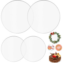 Jinsion 4 Pcs Acrylic Cake Disc, Diameter 6inch/ 8inch, Round Base Board, 15cm/ 20cm Reusable Clear Discs, Transparent Circle Cake Bases, for Baking