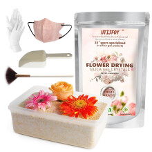 UTIJFOY 5LBS Silica Gel Flower Drying Crystals, Silica Gel Flower Drying Kit, Reusable and Colour Indicator, Silica Gel Flower Desiccant with Airtigh