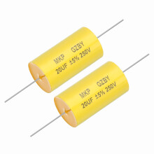 sourcing map 2Pcs 20uf Frequency Divider Capacitor, 250V Axial Audio Speaker Crossover MKP Film Capacitor