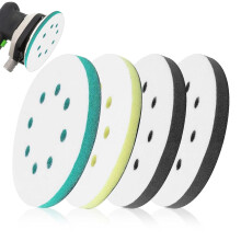 4 Pcs Polishing Pads,Orbital Sander Discs,for Drill,Sanding,Sponge,Foam,Attachment,Buffing,Polish,125mm Pad for 8 Holes Soft Disc,Hard Cushion Buffer