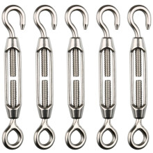 H&S 5x M4 Stainless Steel Turnbuckle Hook and Eye Wire Cable Rope Tensioner Strainer Set Heavy Duty