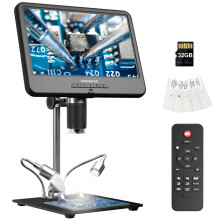 Andonstar AD210 10.1 Inch LCD Digital Microscope for Adults, Soldering and Coin Inspection, Electronics Repair, Biological Slides Kit, 32G Card