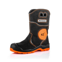 Buckbootz BVIZ5 Black Orange Hi Visibility 360 Reflective Waterproof Full Safety Rigger Boot with Ankle Protection & Pull On Handles (uk_footwear_siz