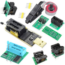 DAOKAI USB Programmer CH341A SOP8 SOIC8 Test Clip 1.8V Adapter board SOP8 150mil 200mil SOP16 300mil 24 25 series programmer chips Test Socket kit ni