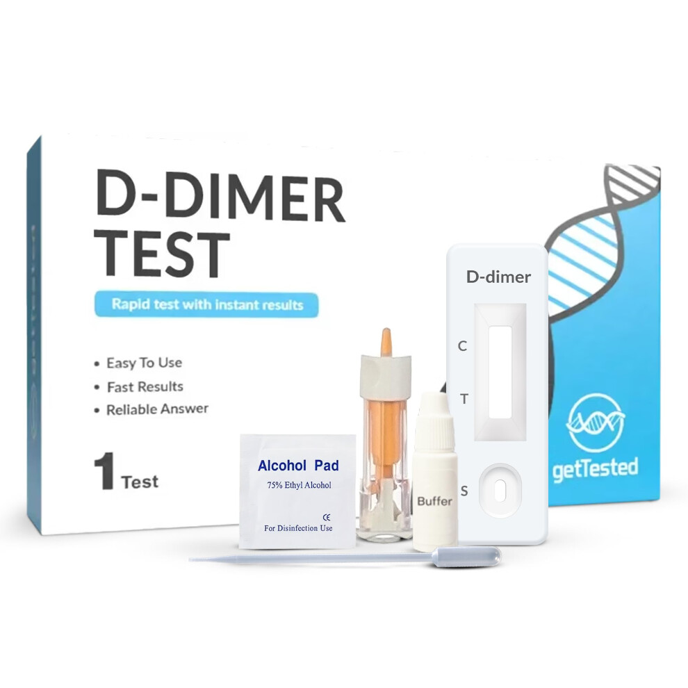 Gettested D-Dimer Test Kit, At-Home Blood Clot Risk Screening, Rapid Results In 10 Minutes, Simple Sample Collection, Accurate, Convenient, And Easy