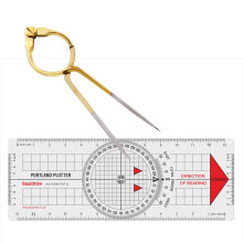 Liquidraw Portland Course Plotter With Marine Protractor & 8" Single Handed Straight Brass Divider | Useful Nautical Tool For Marine Navigation & Sai