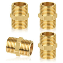 4 Pcs 1/2" Male Thread Brass Hex Nipple Connector - G1/2 Straight Pipe Fitting for Connecting Conversion