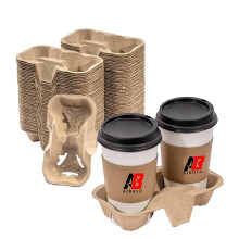 Aibulo 2 Cup Tray Holder Eco-Friendly Carrier for Your Drinks Pack of 100- Sturdy Construction, Easy Handling, and Environmentally Conscious Design -