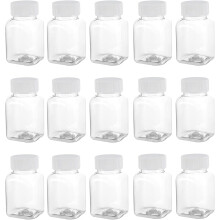 PGKDYC 15Pcs 100ml Ginger Juice Bottles with Lids, Small Square Plastic Bottles, Leak Proof, Durable, Reusable, Ideal for Camping, Dining Activities,