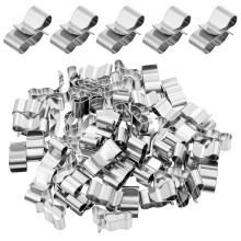 Lnngub 50 Pcs Trailer Wire Clips,Trailer Wiring Clip Stainless Metal Cable Clips PV Wire Clip Frame Clip Trailer Wiring Double Wire Clips for PV Wiri