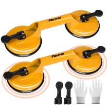 Fexrror 2 Pack Aluminum Glass Suction Cups, 330 lbs Load Capacity Heavy Duty Vacuum Suction Cups, Dual Suction Pads to Lift Glass, Granite, Tile, Meta