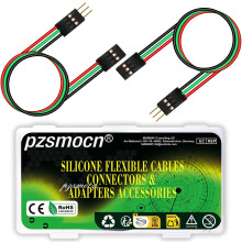 pzsmocn Silicone Flexible Jumper Wires Breadboard 24AWG 20cm Long 15 Sets / 75 Pcs for Dupont 2.54 mm Pitch Connector 3-Pin Black Male-Female Header