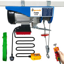 Bigorenda Electric Hoist Lift 800KG,100M Wireless Remote Control/Wired Control 2in1,Winches Electric Hoist 20M/10M Lifting Height,Single/Double Sling