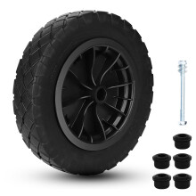 CROWNSHOP 14" Wheelbarrow Wheels PU Puncture Proof Solid 3.50-8 Wheel Solid Tyre Rim Wheel Tyre Heavy Duty Replacement Tire for Garden Trolley Barrow