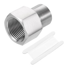 sourcing map Pipe Fitting Reducing Adapter, M24 Male x 3/4" NPT Female 304 Stainless Steel Reducer Connector for Water Oil Air Pressure Gauge, Silver
