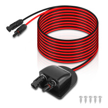 Solar Double Cable Entry Gland, Solar Entry Gland with Weatherproof ABS Housing, 10 Ft Solar Extension Cable, Panels Cable Connector, Junction Box fo