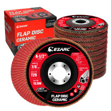 EZARC Ceramic Flap Discs 60 Grit, 115mm x 22.23mm Flap Sanding Disc, Type 29 Ceramic Grinding Wheel for Stainless Steel, Non-Ferrous Metal, Cast Iron