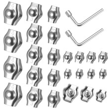 25 PcsWire Clamps, Wire Rope Clamps, M2 M3 M4 Bolt Wire Rope Single Clips Thimbles, 304 Stainless Steel Cable Clamps Cable Clips for Washing Line Clo