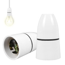 GCNWW 2 Pcs B22 Bayonet Pendant Lamp Holder, White Ceiling Light Fitting, Unswitched for Chandelier, Hanging & Wall Mount, Compatible with B22 LED &