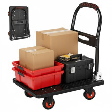 Dulcii Folding Hand Truck with 330lbs Weight Capacity,Heavy Duty Sack Truck with Handle & 4 Wheels,Foldable Platform Truck for Home Office Shop Wareh
