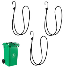 Wheelie Bin Locks 3 Pack - Heavy Duty Bungee Strap Locks for Wheelie Bins, Secure Bin Clips & Straps for Lid Security, UK Design