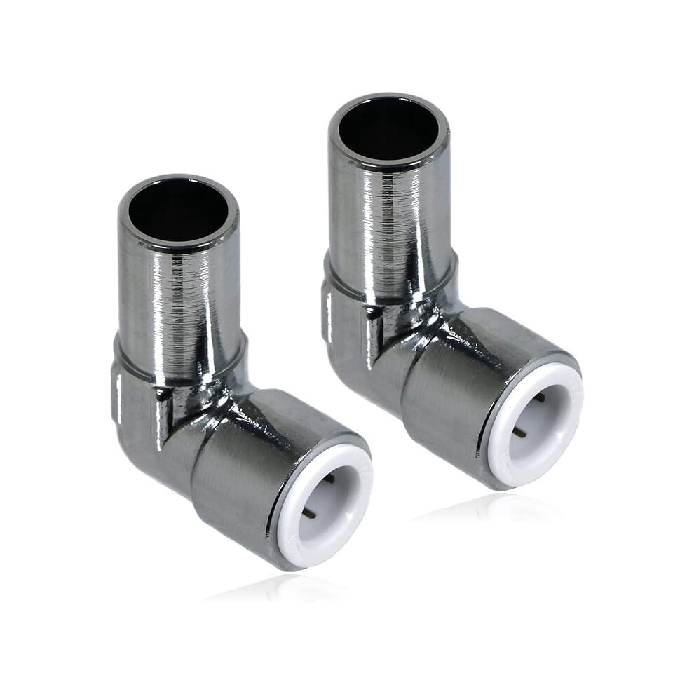 15Mm X 10Mm Pushfit Radiator Valve Chrome Reducing Elbow Pair 80960188
