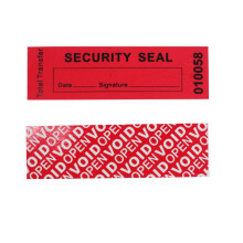 TamperSeals Group - 100pcs 100% Total Transfer Tamper Evident Security Warranty Void Stickers/Labels/Seals (Red, Serial Numbers, 1 x 3.35 Inches)