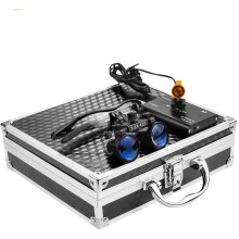 Mike Dental New Surgical Binocular Loupes 3.5X 420mm Working Distance Optical Glass +3W LED Head Light Lamp With Filter +Aluminum Box (Black)