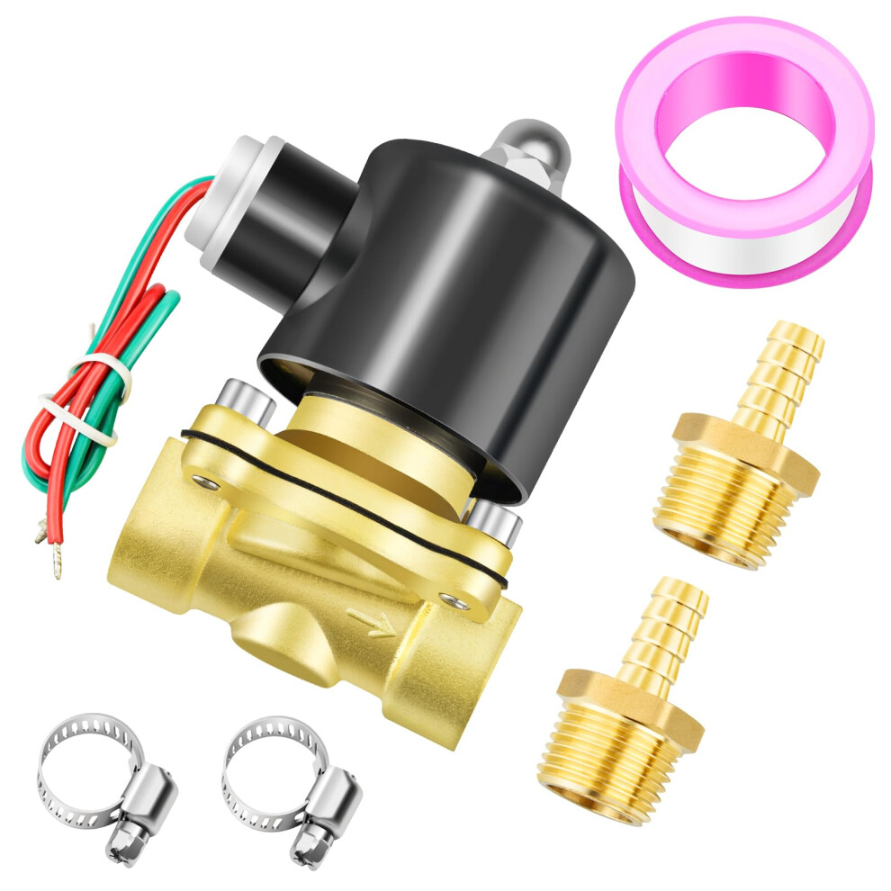 Tailonz Pneumatic 1/4 Inch Bsp 220V Brass Electric Solenoid Valve 2W025-08 Normally Closed Water, Air, Diesel 39726476