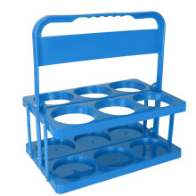 ASelected Foldable Plastic Drink Holder, 6 Holes Reusable Beer Bottle Carrier, Wine Bottle Carrier With Handle, Blue